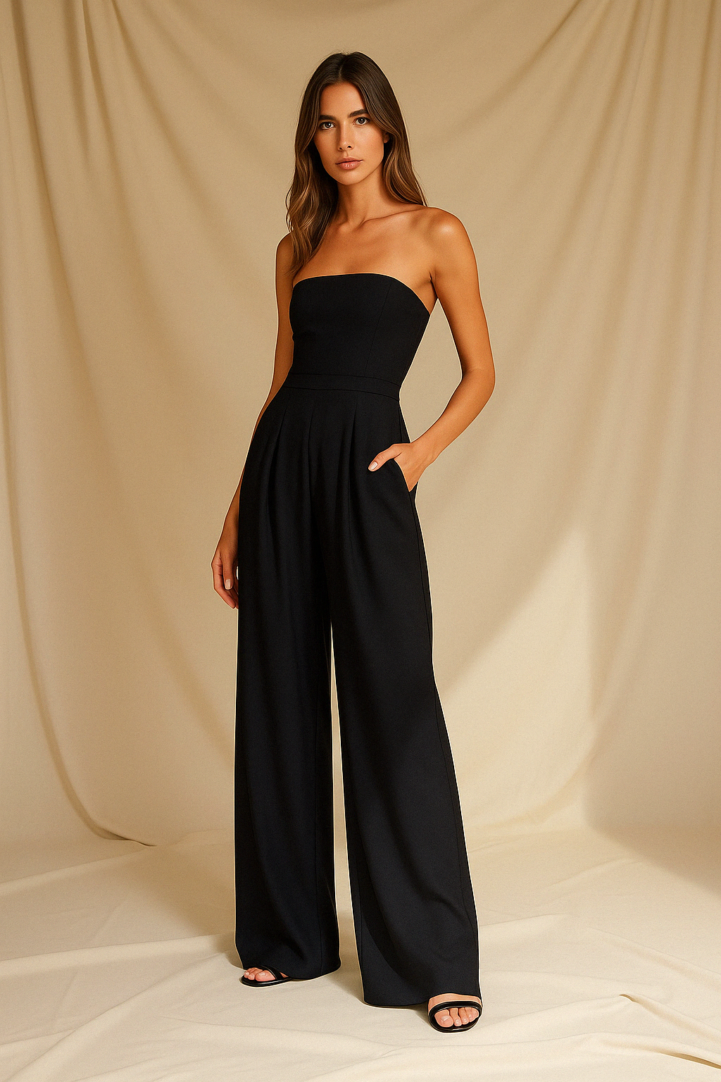 Adira | Schulterfreier Fließender Jumpsuit